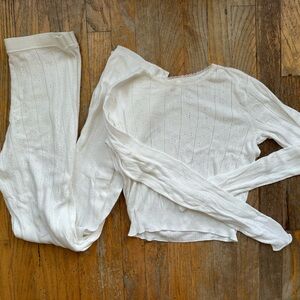 Skims Sweater Pointelle Knit Long Sleeve Tee and Pants sz S